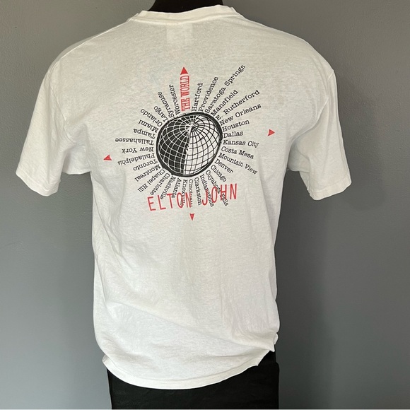Vtg 80’s Elton John 1989 1990 The World Tour Concert T Shirt XL Made In USA - Picture 12 of 12